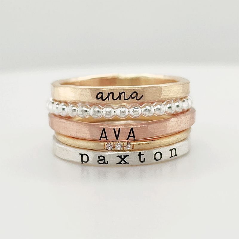 gold letter rings