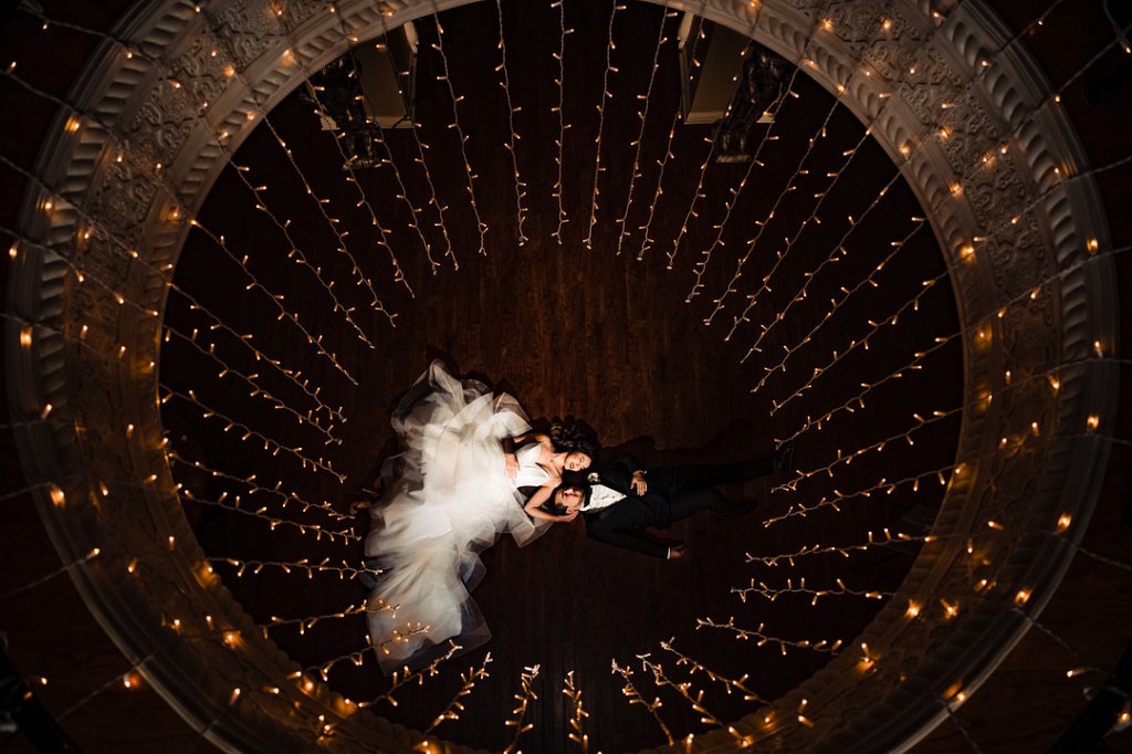 overhead photo bride and groom