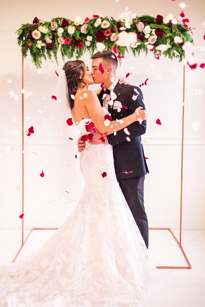 Wedding first kiss as husband and wife