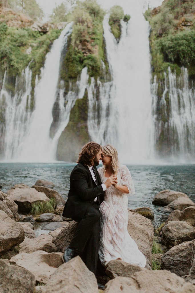 waterfall wedding photo