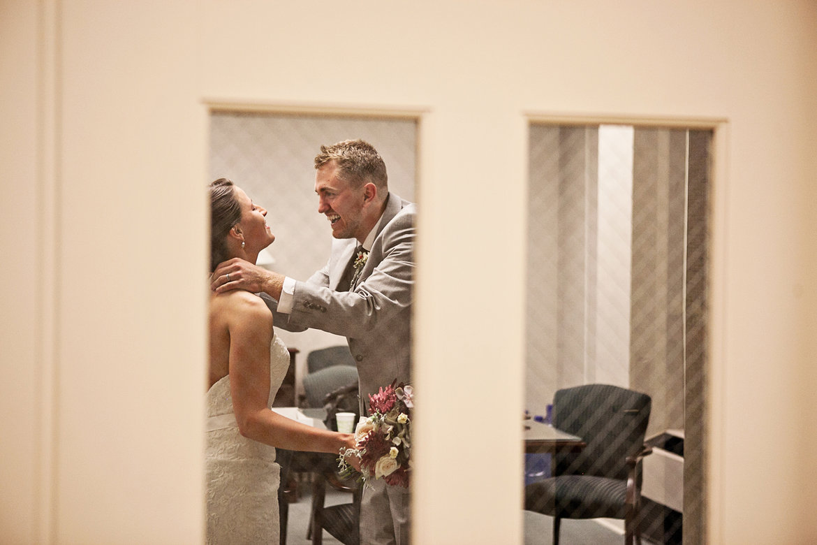 bride and groom celebrating post ceremony