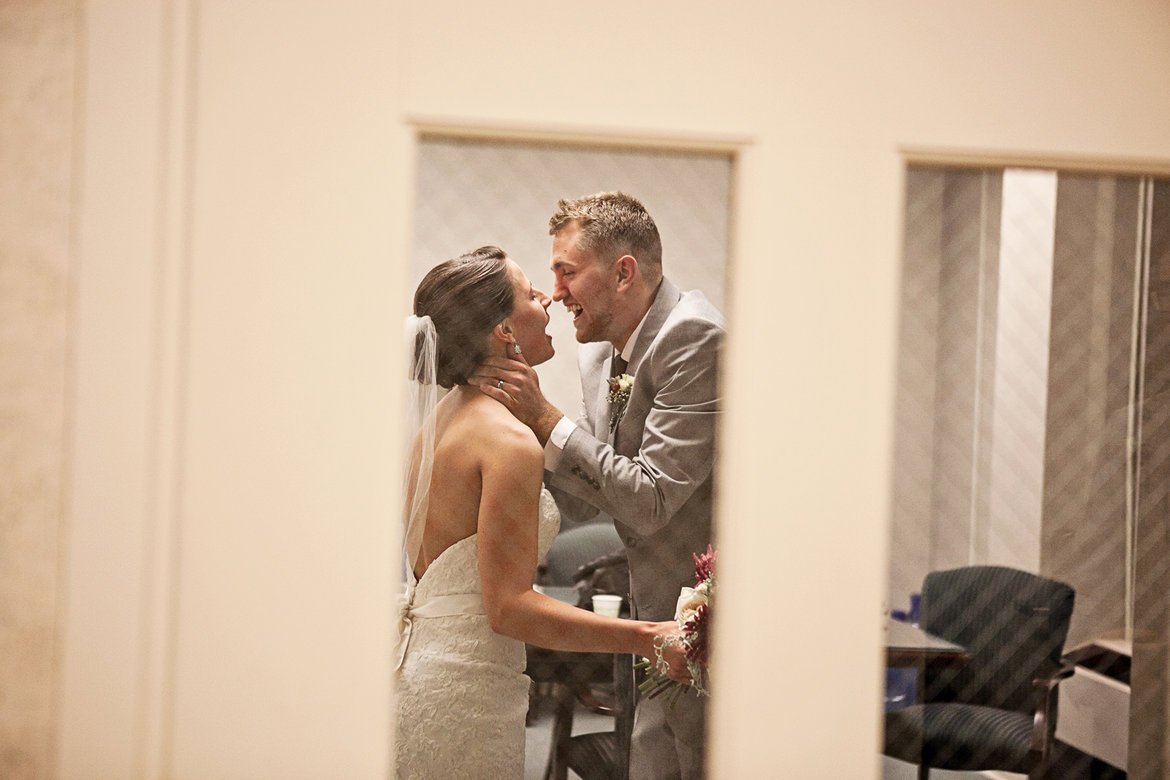 bride and groom celebrating post ceremony