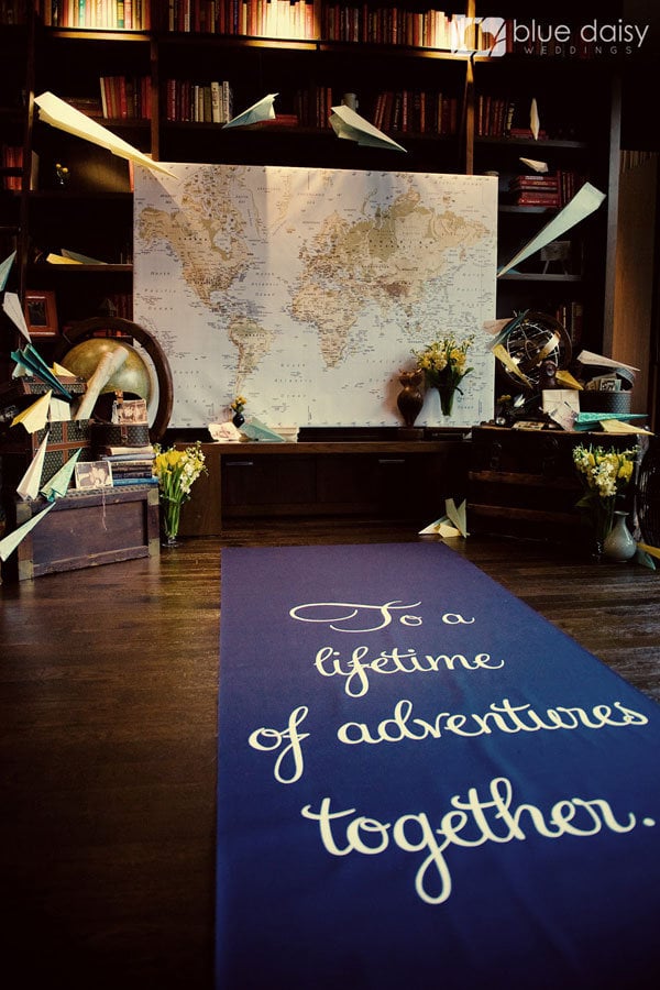 travel-inspired ceremony decor