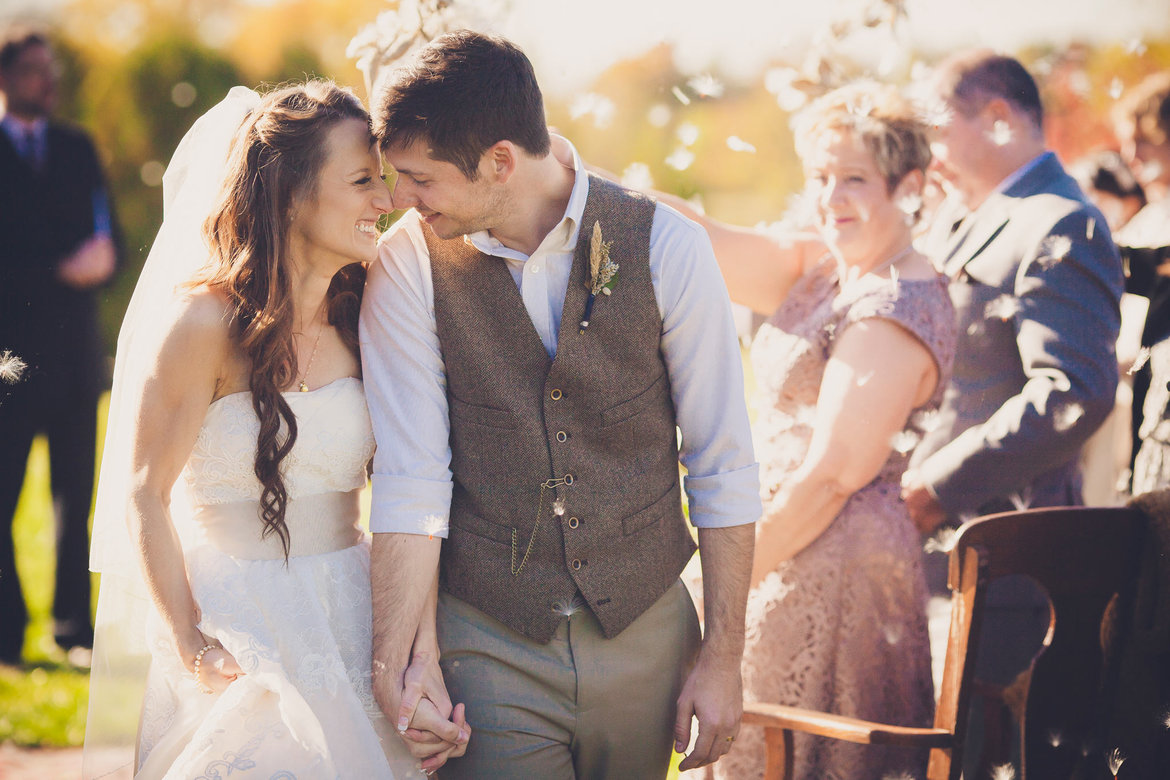 bride and groom after ceremony