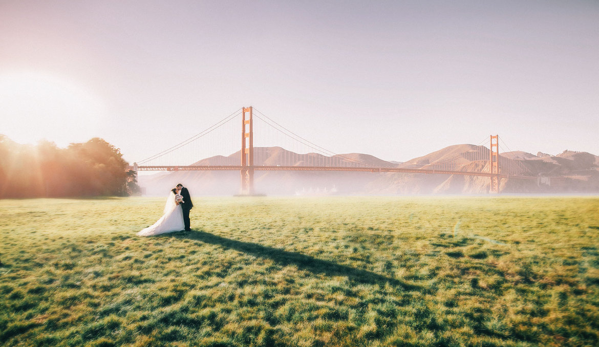 bride groom golden gate bridge