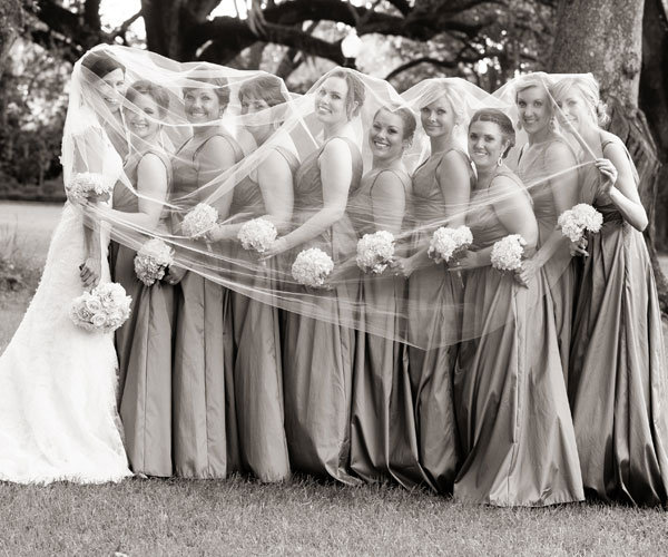 bride with bridesmaids