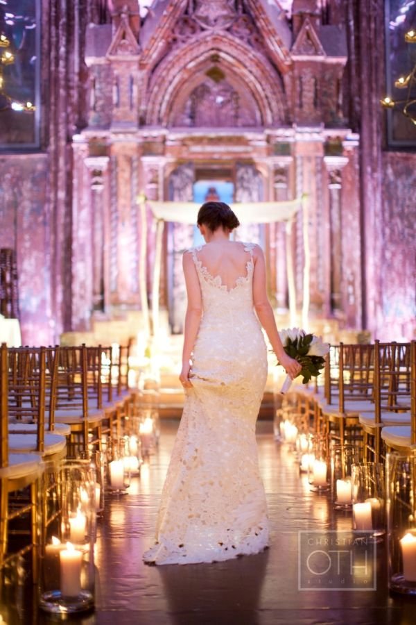 candlelit ceremony aisle