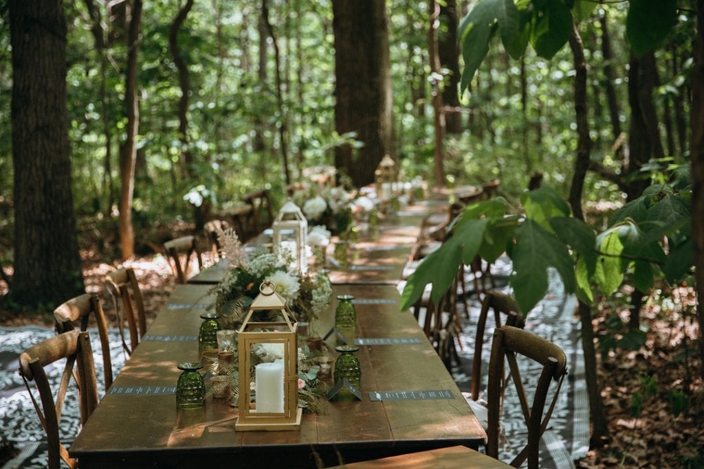 wedding reception in the woods