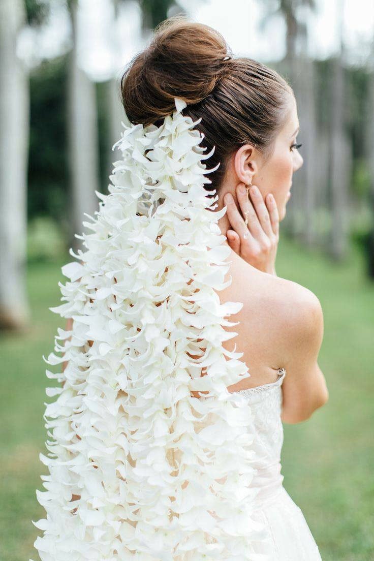 cascading floral veil