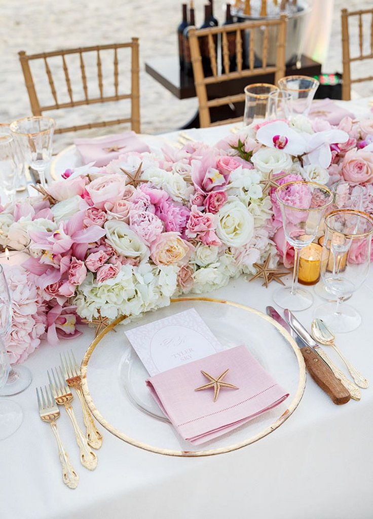 coastal garden wedding tablescape