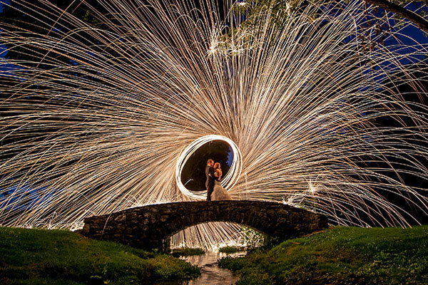 fiery wedding photo