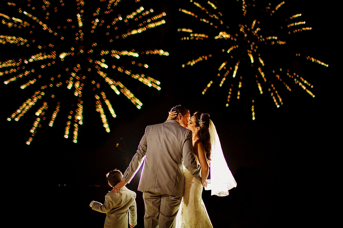 fireworks at wedding reception