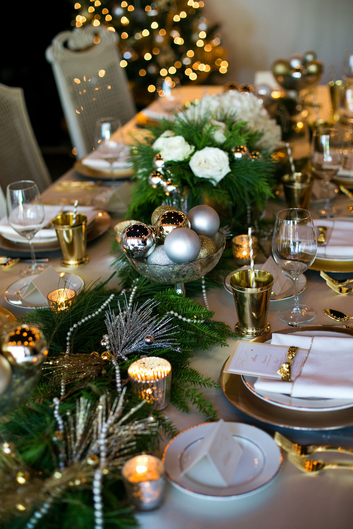 holiday wedding centerpiece