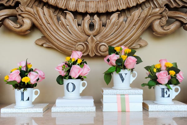 love cups wedding table decor