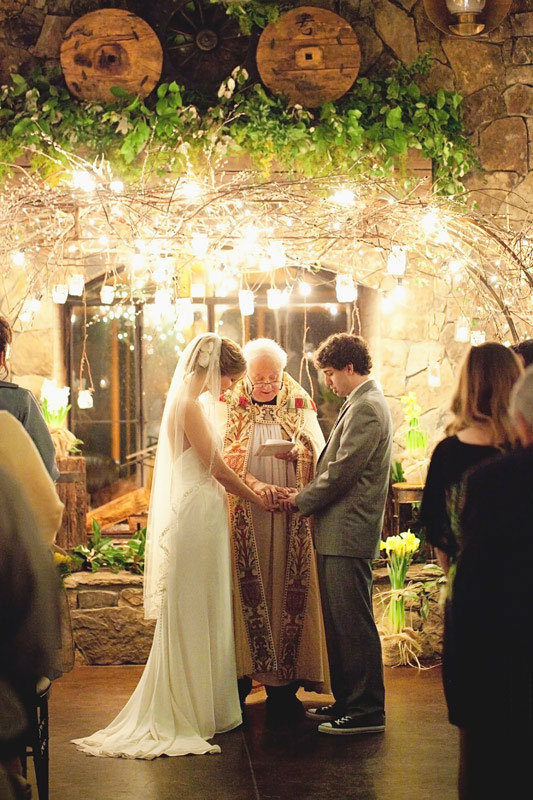 mason jar candles ceremony backdrop