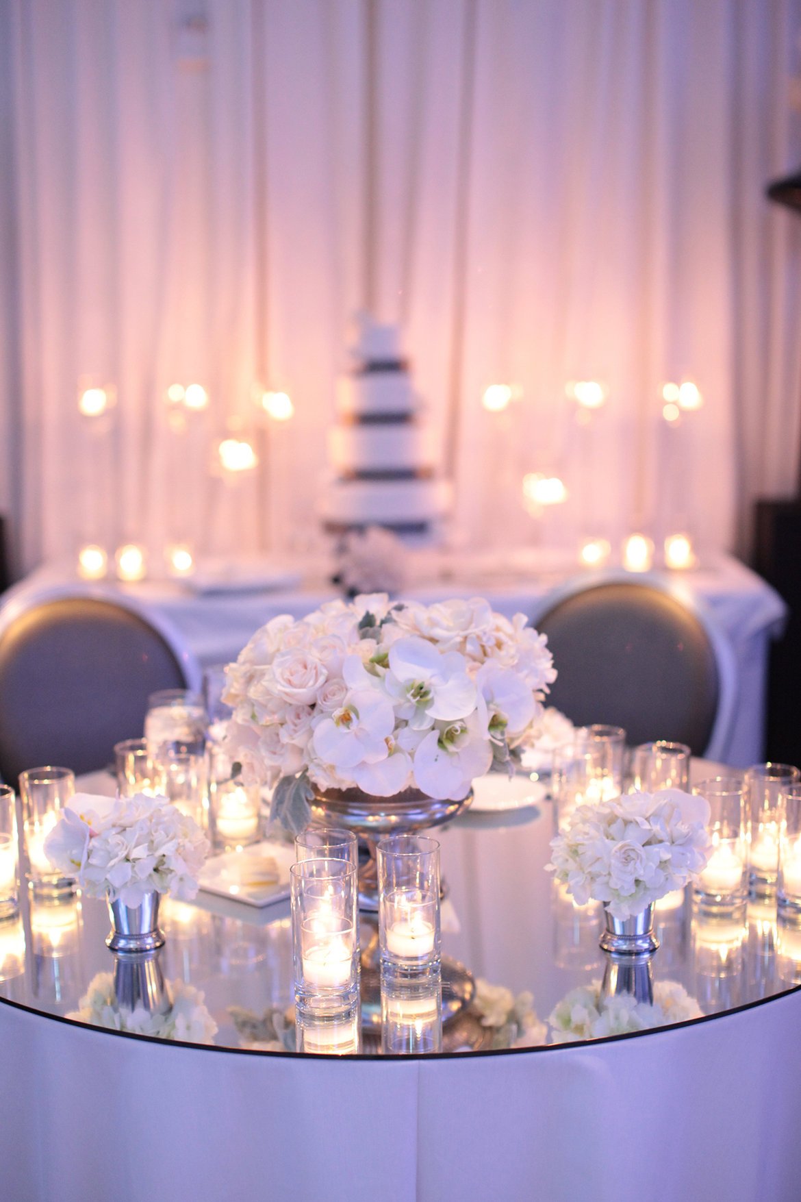 mirror on wedding reception table