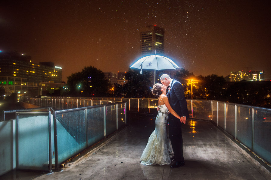 rainy wedding photo