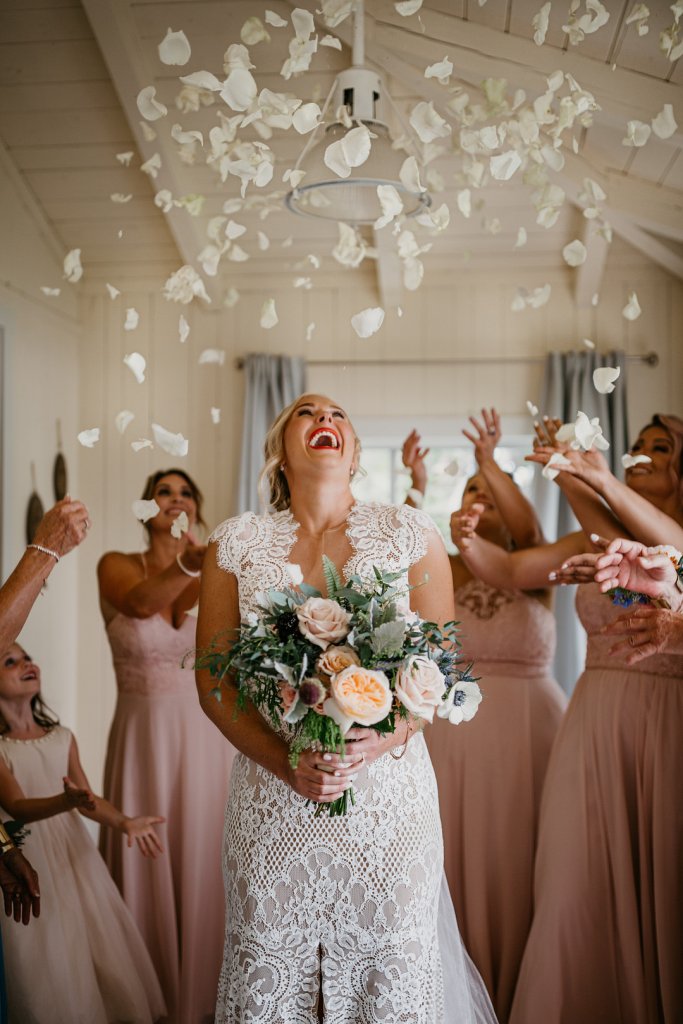 rose petal wedding bridal portait