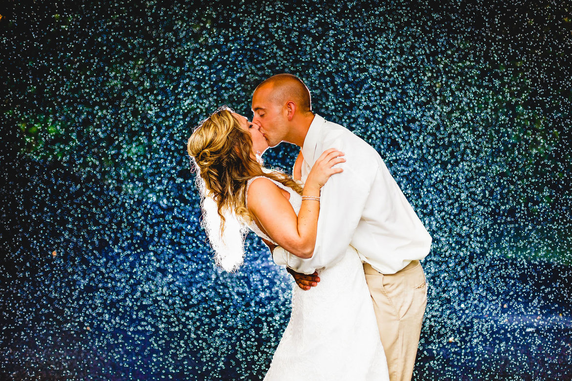 rainy wedding photo