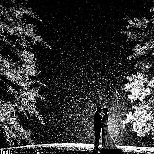 rainy wedding photo