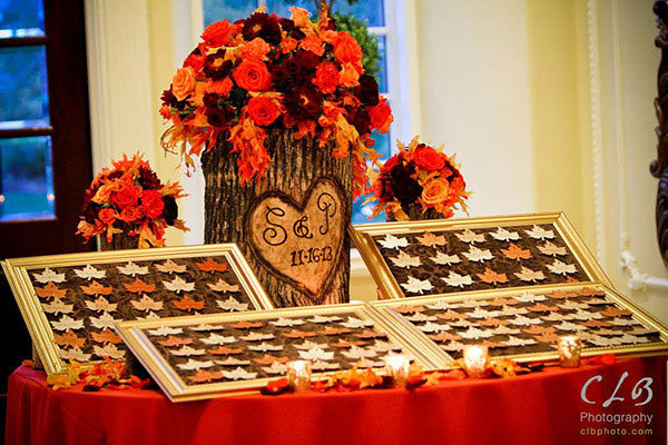 fall wedding escort cards