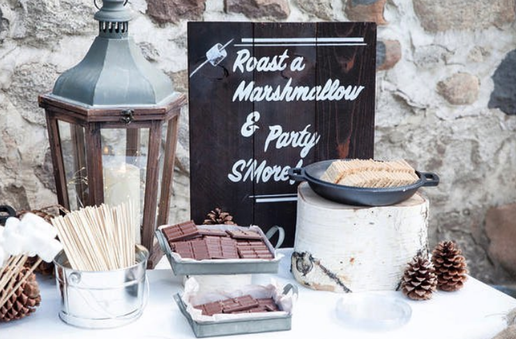 smores bar at wedding reception