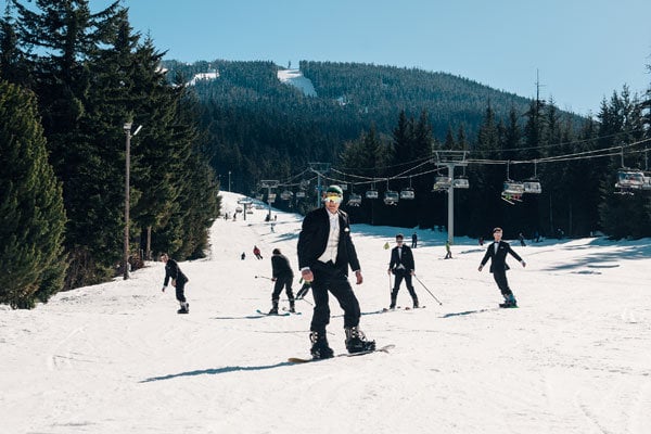 snowboarding wedding