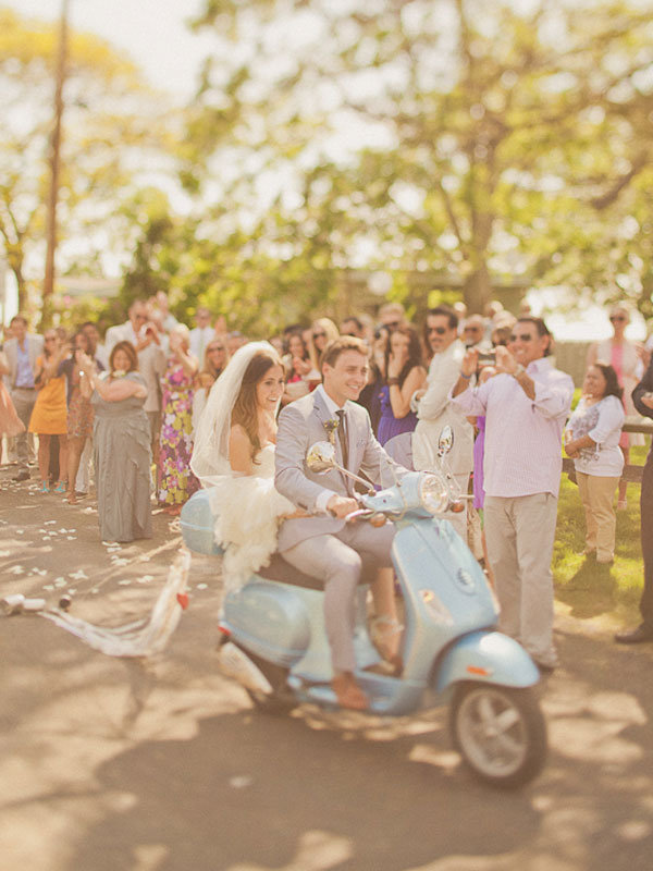 vintage wedding getaway car