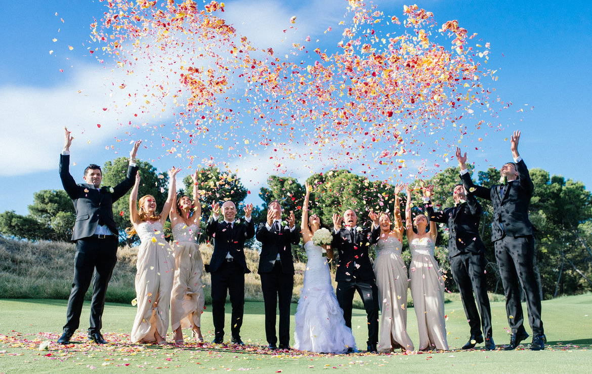 flower petal toss bridal party