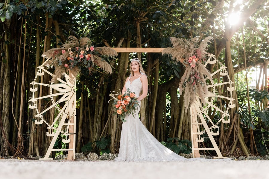 Boho wedding ceremony backdrop