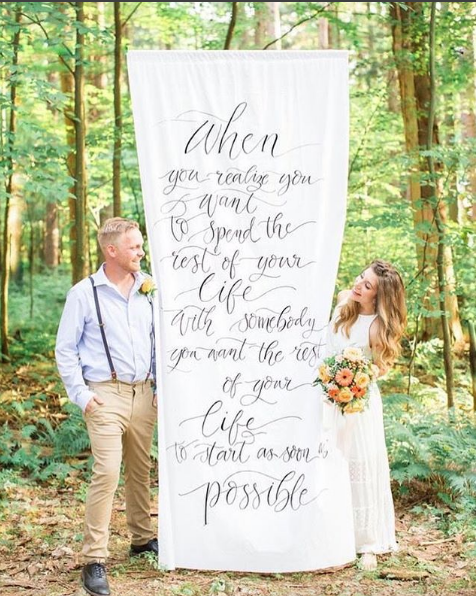 wedding ceremony backdrop quote