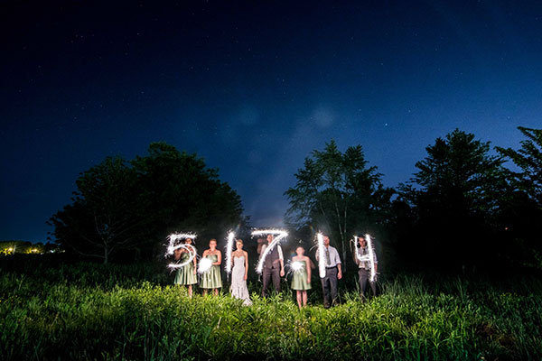 wedding date with sparklers