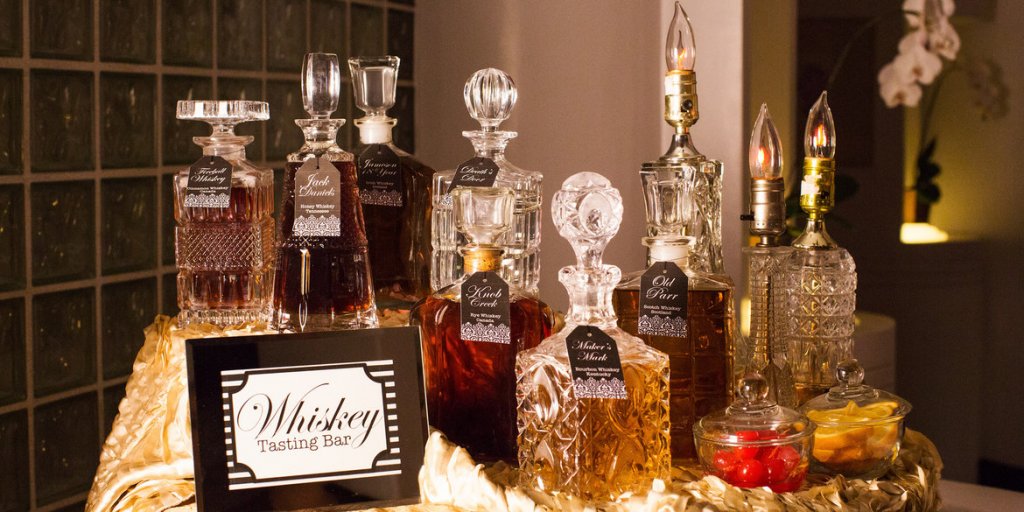 whiskey bar at wedding