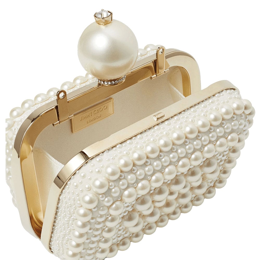 Micro Cloud Clutch with All-Over Pearl Embellishment by Jimmy Choo 