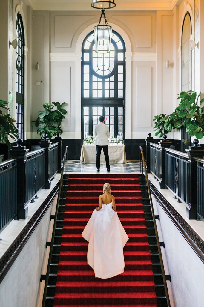 bride and groom first look