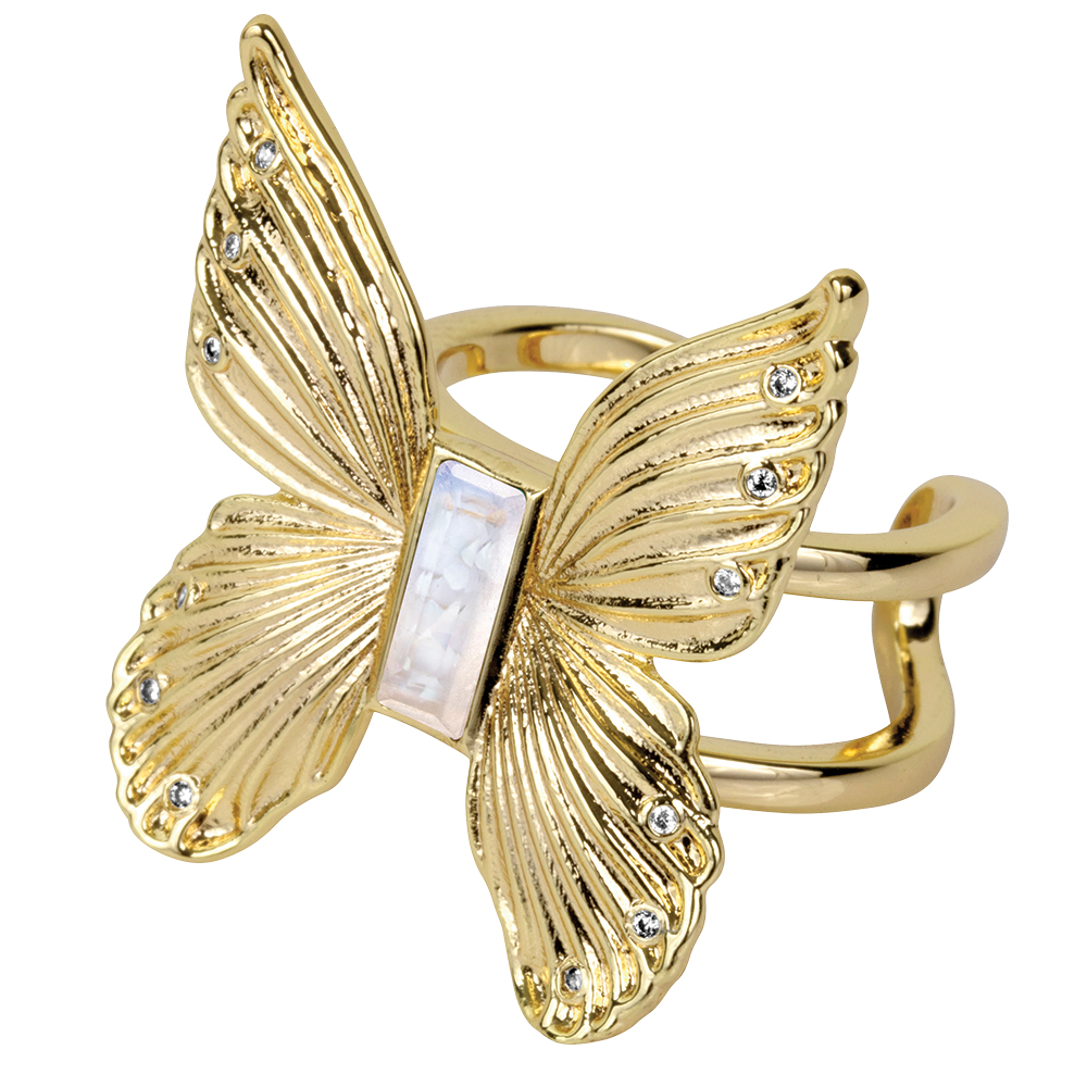 Gold plated butterfly ring