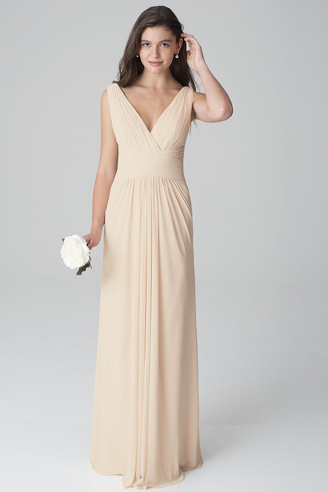 bill levkoff neutral bridesmaid dress