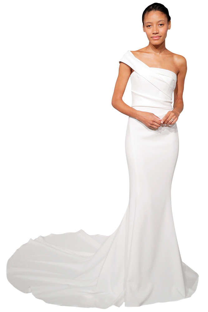 Amsale cold shoulder wedding gown