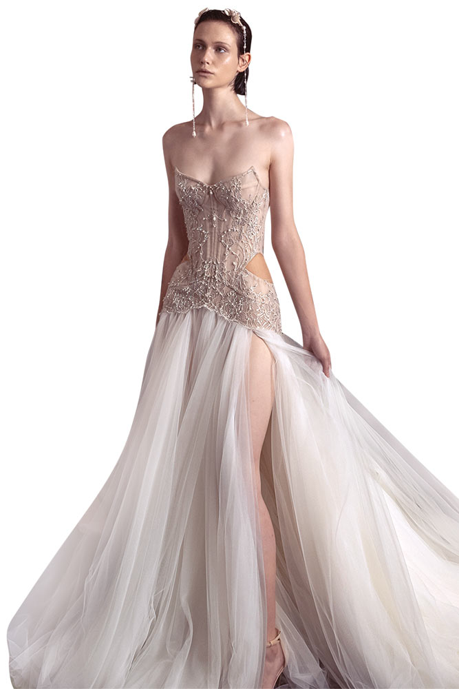 drop waist wedding gown