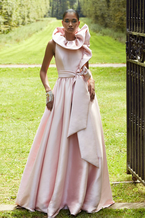 pink badgley mischka gown