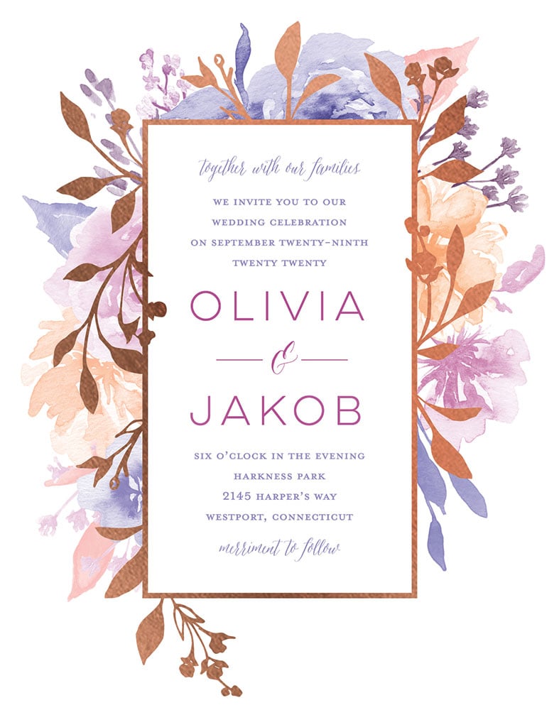 Delicate blooms invite at the wedding shop by Shutterfly