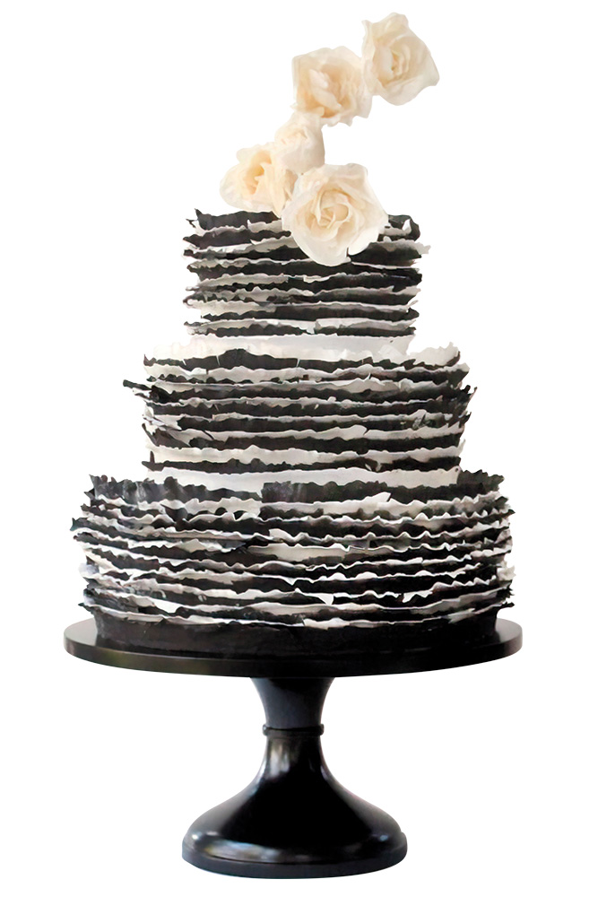 Black and white wedding cake