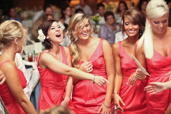 bridesmaids laughing