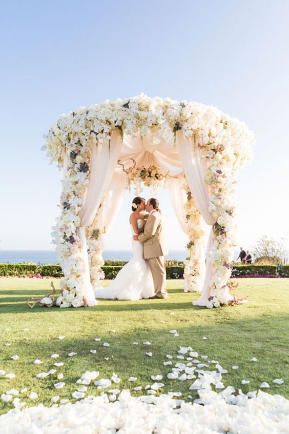 all white floral canopy