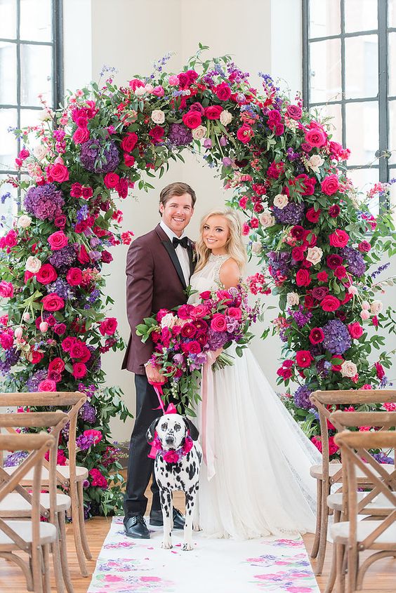 berry floral wedding backdrop