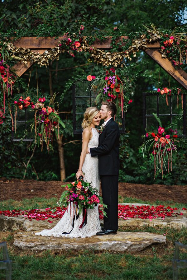 bright fall wedding backdrop