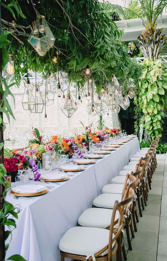 lush reception decor