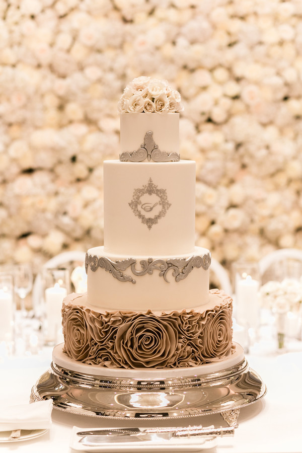 White and Gold Wedding Cake