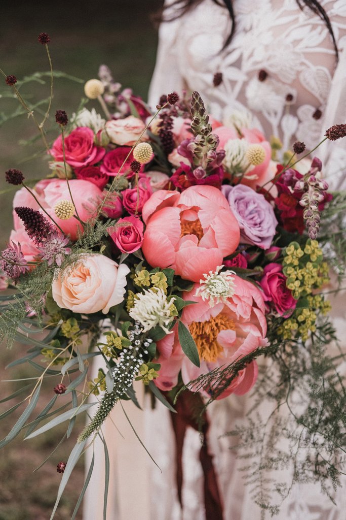 peony and wildflower bouquet