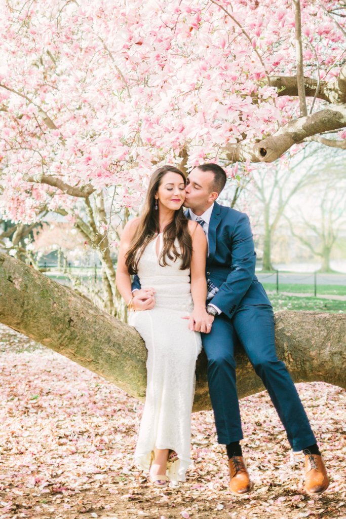 cherry blossom engagement shoot